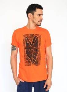 Camiseta Antúrio - preto no laranja